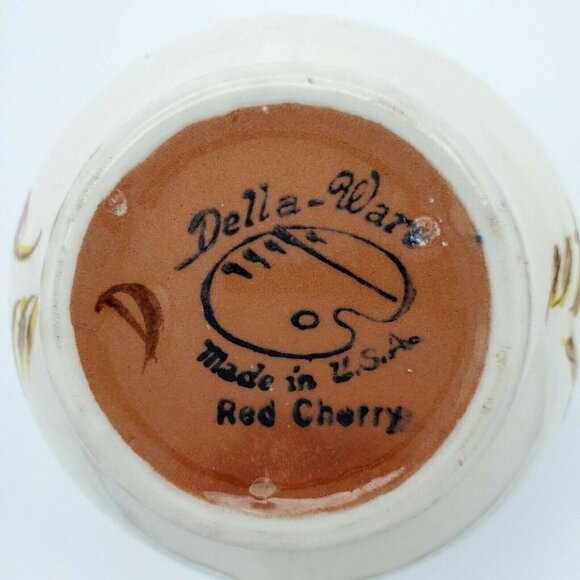 Vintage Stangl Pottery CREAMER Della Ware RED CHERRY 1947 hand painted yellow - Picture 4 of 4
